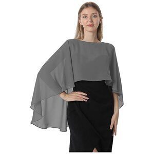 Capelets for Women Chiffon Cape Shawls and Wraps-Dark Gray